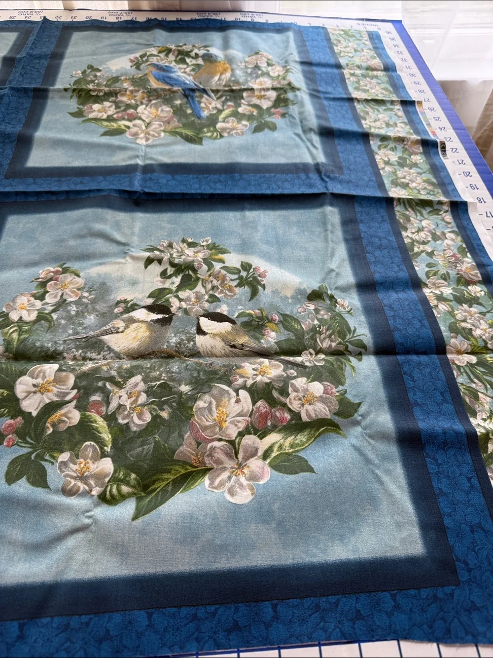 VIP Cranston Bird Panel Fabric Hoffman Cardinals Bluebirds Chickadees Goldfinche